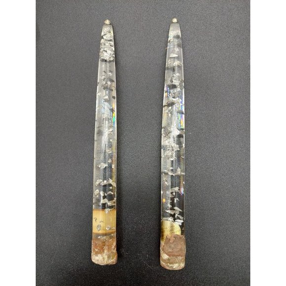 Holiday Mcm Mid Century 8 Lucite Acrylic Clear Silver Fleck Taper